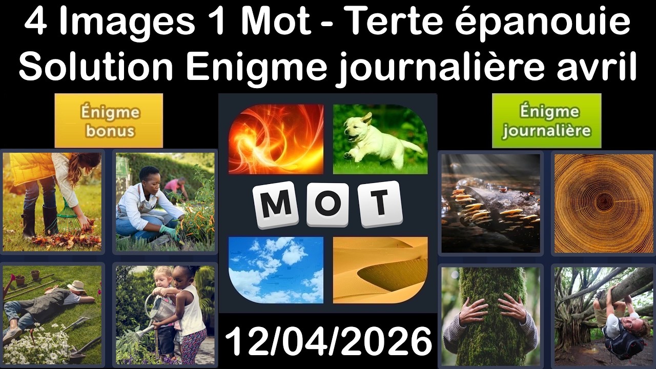 4 Images 1 Mot, Énigme Journalière Solution 12.04.2026, Terte épanouie - avril 2026 #4Images1Mot